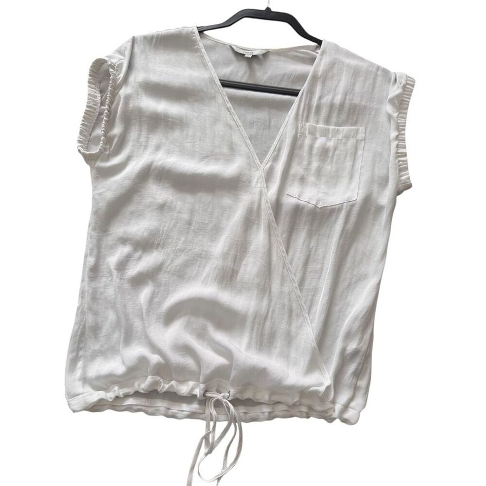 Next Size 8 Ivory Faux Wrap Short Sleeve Blouse VNext Polyester Career Summer To